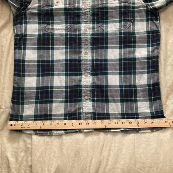 Mountain Hardwear Men L SS Button Up Lined Cotton Shirt Plaid B&W Outdoor Hiking - Picture 9 of 12